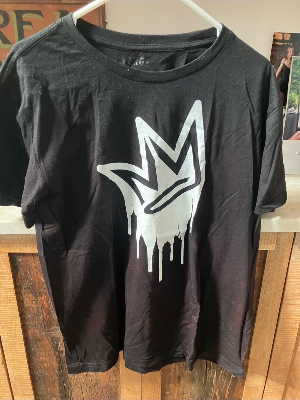 State of Mind Black Tee with White Dripping Crown Graphic